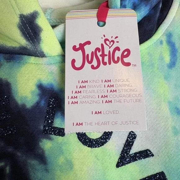 Justice Girls Fleece Hoodie Sweatshirt-Seafoam Mint-Small (7/8) -NWT - Picture 6 of 7